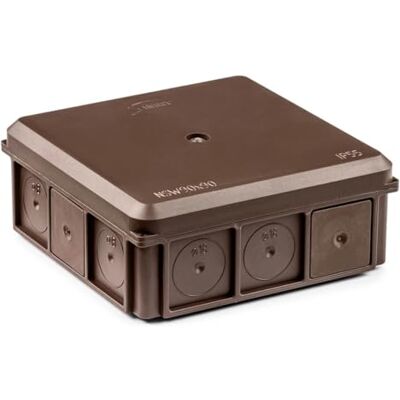 SIMET Lot de 48 boîtes de jonction 90 x 37 x 90 mm IP55 avec 5 prises bouchées, fermeture avec une vis en acier inoxydable, montage enfichable, résistance aux braises 650 °C, résistant aux UV, marron - Publicité SIMET Lot de 48 boîtes de jonction 90 x 37 x 90 mm IP55 avec 5 prises bouchées, fermeture avec une vis en acier inoxydable, montage enfichable, résistance aux braises 650 °C, résistant aux UV, marron - Publicité