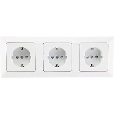 ChiliTec Milos 3 prises encastrées Blanc 3 prises avec protection de contact accrue Connecteur à serrage Blanc mat - Publicité ChiliTec Milos 3 prises encastrées Blanc 3 prises avec protection de contact accrue Connecteur à serrage Blanc mat - Publicité