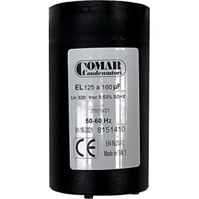 COMAR Condensateur de moteur ES2021 130μF ou 160μF 250V Cosses Faston pour moteur monophasé - Publicité COMAR Condensateur de moteur ES2021 130μF ou 160μF 250V Cosses Faston pour moteur monophasé - Publicité
