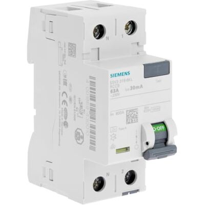 Interrupteur différentiel Siemens 63A Type A - 2 pôles, 30mA NF - Publicité Interrupteur différentiel Siemens 63A Type A - 2 pôles, 30mA NF - Publicité