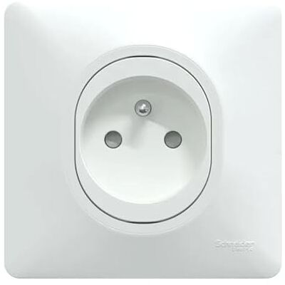Schneider Electric Prise 2P+T 16A encastré blanche à puit complete avec plaque connexion auto fixation vis OVALIS - Publicité Schneider Electric Prise 2P+T 16A encastré blanche à puit complete avec plaque connexion auto fixation vis OVALIS - Publicité