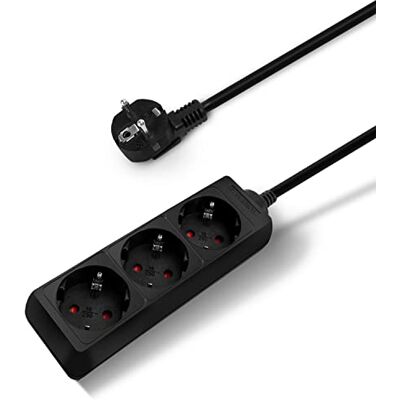 Aigostar -Multiprise 3 Prises avec Parasurtenseur Parafoudre câble 1.5 m Noir 3680w - Publicité Aigostar -Multiprise 3 Prises avec Parasurtenseur Parafoudre câble 1.5 m Noir 3680w - Publicité
