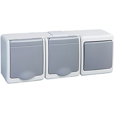 PAWBOL Double prise de courant avec interrupteur IP44 16 A/250 V Schuko Montage en saillie pour pièces humides - Publicité PAWBOL Double prise de courant avec interrupteur IP44 16 A/250 V Schuko Montage en saillie pour pièces humides - Publicité