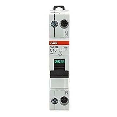 ABB Interrupteur Automatique Magnétothermique 1P+N 4,5 Ka Courbe C 1 Module Din SN201LC10 10 Ampères - Publicité ABB Interrupteur Automatique Magnétothermique 1P+N 4,5 Ka Courbe C 1 Module Din SN201LC10 10 Ampères - Publicité