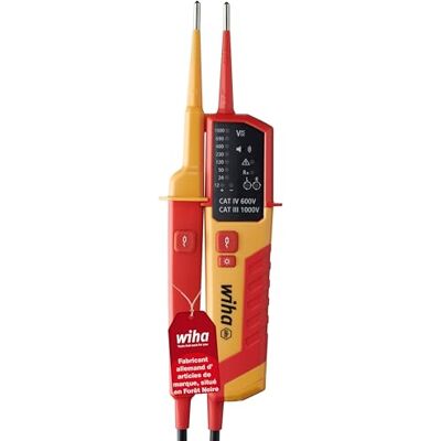 Wiha Testeur de tension et de continuité 12 1 000 V Courant Alternatif, VAT de CAT IV avec 2 piles AAA et affichage LED (45216) - Publicité Wiha Testeur de tension et de continuité 12 1 000 V Courant Alternatif, VAT de CAT IV avec 2 piles AAA et affichage LED (45216) - Publicité
