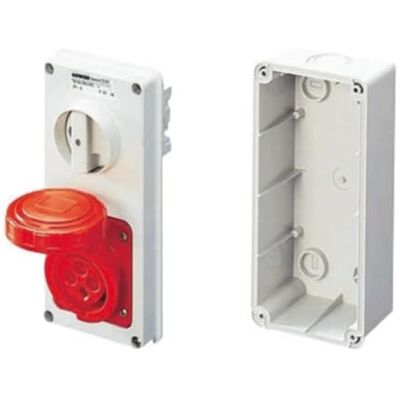 GEWISS Prise socle 3P+T 16A femelle rouge 380-415V 50/60HZ 6H avec interrupteur de verrouillage encastré 155X115mm IP55 GW66308 - Publicité GEWISS Prise socle 3P+T 16A femelle rouge 380-415V 50/60HZ 6H avec interrupteur de verrouillage encastré 155X115mm IP55 GW66308 - Publicité