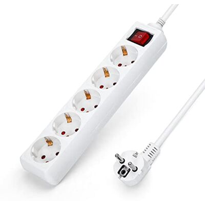 Aigostar Multiprises 5 Prises Extension d'alimentation de 3G1.0m㎡ 1.5 Mètre Câble et Interrupteur et Sécurité Enfant Blanc Prise de Type Allemand - Publicité Aigostar Multiprises 5 Prises Extension d'alimentation de 3G1.0m㎡ 1.5 Mètre Câble et Interrupteur et Sécurité Enfant Blanc Prise de Type Allemand - Publicité