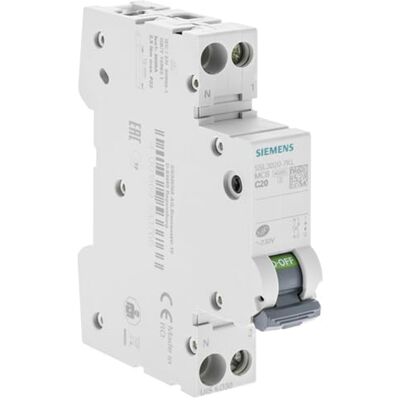 Siemens Disjoncteur 20A Ph+N courbe C 4.5kA 230V - Publicité Siemens Disjoncteur 20A Ph+N courbe C 4.5kA 230V - Publicité