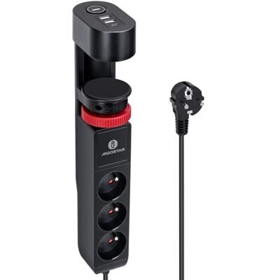 Aigostar Prise de Table avec Interrupteur, Multiprise avec 3 Prises 2 USB et 1 Type C, Multiprise de Bureau avec Câble 1.5M Câble à la Maison et au Bureau, Noir - Publicité Aigostar Prise de Table avec Interrupteur, Multiprise avec 3 Prises 2 USB et 1 Type C, Multiprise de Bureau avec Câble 1.5M Câble à la Maison et au Bureau, Noir - Publicité
