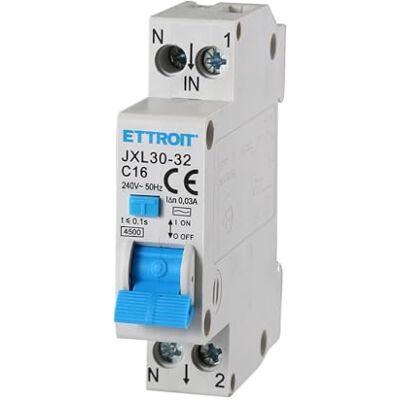 Electron Interrupteur magnétothermique différentiel de sauvetage, 1P+N, occupe 1 module DIN, 220 V 230 V, 10 A C10, 30 mA, 4,5 KA 4500 A, RCBO - Publicité Electron Interrupteur magnétothermique différentiel de sauvetage, 1P+N, occupe 1 module DIN, 220 V 230 V, 10 A C10, 30 mA, 4,5 KA 4500 A, RCBO - Publicité