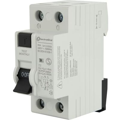 Electraline 87011 Interrupteur différentiel 63A, sensibilité 30mA, type AC - Publicité Electraline 87011 Interrupteur différentiel 63A, sensibilité 30mA, type AC - Publicité