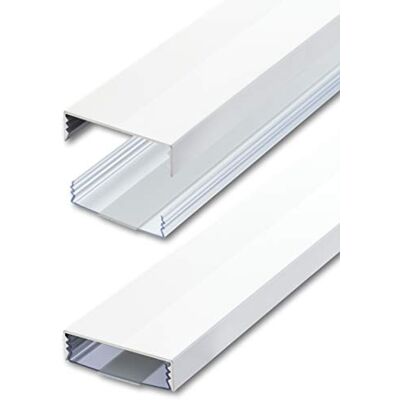 ALUNOVO Conduit de câbles Design 50mm Plat en Aluminium laqué Blanc Brillant RAL9003 Autocollant 50 mm x 15 mm ® (Longueur: 40cm) - Publicité ALUNOVO Conduit de câbles Design 50mm Plat en Aluminium laqué Blanc Brillant RAL9003 Autocollant 50 mm x 15 mm ® (Longueur: 40cm) - Publicité