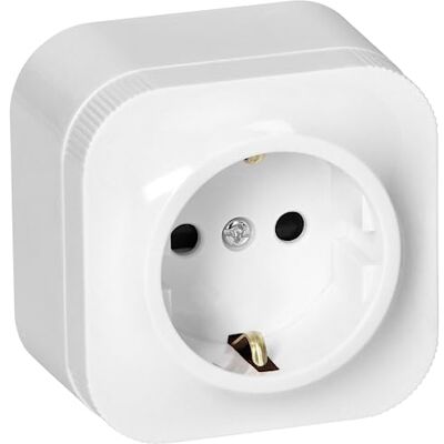 Miratic Prise Electrique 2P+T Schuko 16A/230VAC IP20 Version Allemande Prise en Saillie pour Montage Mural en Interieur Prise Murale avec Finition Brillante - Publicité Miratic Prise Electrique 2P+T Schuko 16A/230VAC IP20 Version Allemande Prise en Saillie pour Montage Mural en Interieur Prise Murale avec Finition Brillante - Publicité