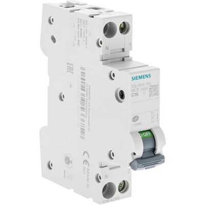 Siemens Disjoncteur 16A Ph+N courbe C 4.5kA 230V - Publicité Siemens Disjoncteur 16A Ph+N courbe C 4.5kA 230V - Publicité