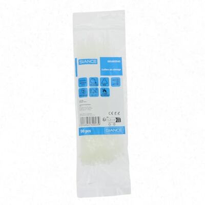 Siance Colliers de câble blancs 2.5 x 200mm (x100) - Publicité Siance Colliers de câble blancs 2.5 x 200mm (x100) - Publicité