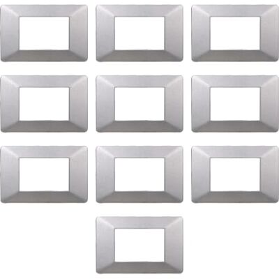Electron Lot de 10 plaques en technopolymère, compatible avec VIMAR PLANA, 3 modules/poti, couleur argent, haute qualité, design élégant et moderne, pour interrupteurs/presses, série civile - Publicité Electron Lot de 10 plaques en technopolymère, compatible avec VIMAR PLANA, 3 modules/poti, couleur argent, haute qualité, design élégant et moderne, pour interrupteurs/presses, série civile - Publicité