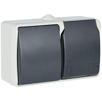 ELECTRALINE - 605909 - Gris/Anthracite - IP44 - Electrical outlet - Publicité ELECTRALINE - 605909 - Gris/Anthracite - IP44 - Electrical outlet - Publicité