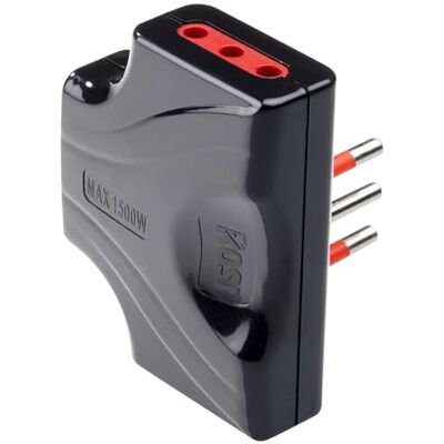 Electron Triple noir ultra-plat, petite prise 10 A, 3 prises bivalentes 10 A/16 A, adaptateur triple extra plat, peu encombrant - Publicité Electron Triple noir ultra-plat, petite prise 10 A, 3 prises bivalentes 10 A/16 A, adaptateur triple extra plat, peu encombrant - Publicité