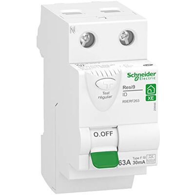 Schneider Electric RESI9 XE interrupteur différentiel 2P 63A 30mA Type Fsi embrochable R9ERF263 - Publicité Schneider Electric RESI9 XE interrupteur différentiel 2P 63A 30mA Type Fsi embrochable R9ERF263 - Publicité