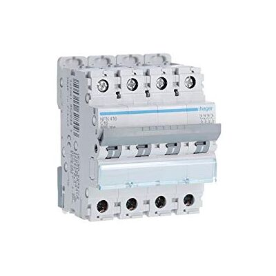 Hager NFN416 Disjoncteur - 4P, 16A, Gris - Type C - 230/400V - Publicité Hager NFN416 Disjoncteur - 4P, 16A, Gris - Type C - 230/400V - Publicité