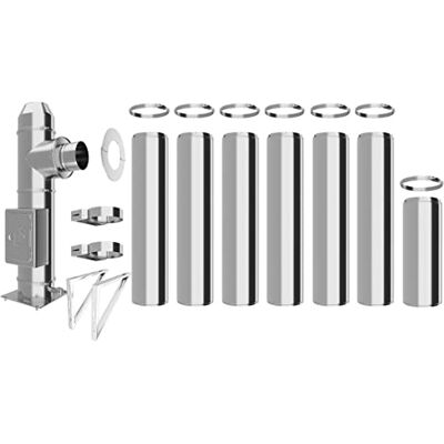 Schornstein-es Conduit de cheminée en inox Conduit isolé Kit complet Conduit double paroi Distance au mur 50 mm (Ø 150 mm, longueur 7,7 m) - Publicité Schornstein-es Conduit de cheminée en inox Conduit isolé Kit complet Conduit double paroi Distance au mur 50 mm (Ø 150 mm, longueur 7,7 m) - Publicité