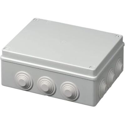 Electron Boîte de jonction extérieure IP55 rectangulaire 240 x 190 x 90 mm, boîte de jonction pour système électrique, étanche, avec passe-câble, gris, couvercle à vis, idéal pour l'éclairage - Publicité Electron Boîte de jonction extérieure IP55 rectangulaire 240 x 190 x 90 mm, boîte de jonction pour système électrique, étanche, avec passe-câble, gris, couvercle à vis, idéal pour l'éclairage - Publicité