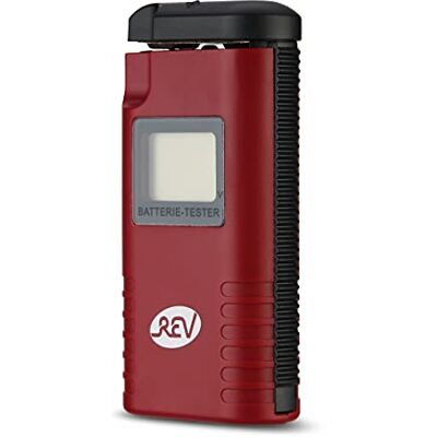 REV Testeur de batterie 1,2 V-9 V, compact, rouge, pour piles bouton AAA, AA, C, D, PP3, écran LCD, voltmètre, plage de 0,2 à 10,5 V, résolution 0,1 V - Publicité REV Testeur de batterie 1,2 V-9 V, compact, rouge, pour piles bouton AAA, AA, C, D, PP3, écran LCD, voltmètre, plage de 0,2 à 10,5 V, résolution 0,1 V - Publicité