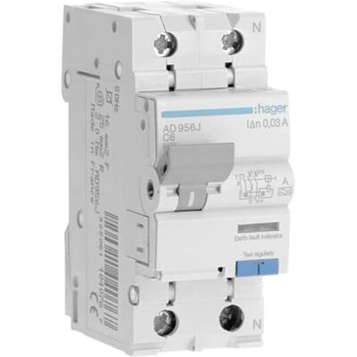 Hager Ad956j Disjoncteur Différentiel 1p+n 6a 30ma 6ka Type A Neutre à Droite Auxiliarisable - Publicité Hager Ad956j Disjoncteur Différentiel 1p+n 6a 30ma 6ka Type A Neutre à Droite Auxiliarisable - Publicité
