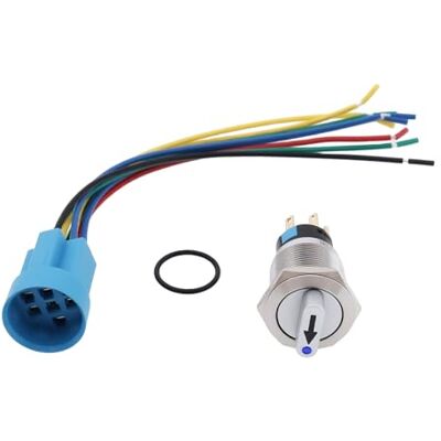 be in your mind Ensemble de commutateur rotatif 3 positions de 19 mm (3/4") 12V/24V DC autobloquant DPDT interrupteur à bouton-poussoir à verrouillage automatique Bleu - Publicité be in your mind Ensemble de commutateur rotatif 3 positions de 19 mm (3/4") 12V/24V DC autobloquant DPDT interrupteur à bouton-poussoir à verrouillage automatique Bleu - Publicité