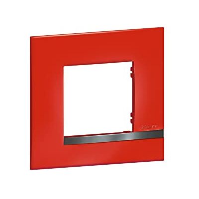 Bticino Plaque Altège Collection Déco 1 poste finition Rubis rouge brillant avec liseré effet aluminium - Publicité Bticino Plaque Altège Collection Déco 1 poste finition Rubis rouge brillant avec liseré effet aluminium - Publicité