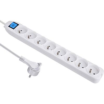 Electraline Multiprise - 8 prises, Interrupteur, Câble 1,5m - Publicité Electraline Multiprise - 8 prises, Interrupteur, Câble 1,5m - Publicité