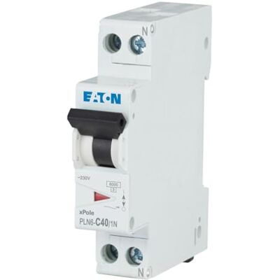 Eaton PLN6-C40/1N-DE Disjoncteur 40 A 1P+N 1 pôle + N C Caractéristique LS 1 TE une unité de division large (263286) - Publicité Eaton PLN6-C40/1N-DE Disjoncteur 40 A 1P+N 1 pôle + N C Caractéristique LS 1 TE une unité de division large (263286) - Publicité