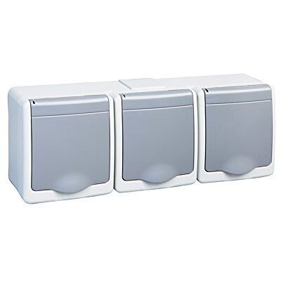PAWBOL Multiprise 3 prises IP44 16 A/250 V Schuko Montage en saillie pour pièces humides Gris - Publicité PAWBOL Multiprise 3 prises IP44 16 A/250 V Schuko Montage en saillie pour pièces humides Gris - Publicité