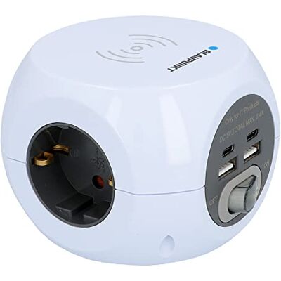 Blaupunkt Cube multiprise 3 Prises, 2 Prises USB-A + 2 Prises USB-C, avec Interrupteur Marche/arrêt, Charge inductive, Blanc, 1,4 m - Publicité Blaupunkt Cube multiprise 3 Prises, 2 Prises USB-A + 2 Prises USB-C, avec Interrupteur Marche/arrêt, Charge inductive, Blanc, 1,4 m - Publicité