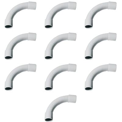 Electron Lot de 10 courbes à 90° pour raccordement tube rigide, diamètre 32 mm, angle rayon angle 110 mm, IP40 pour intérieur, jonction électrique hors mur, câble électrique, gris RAL7035, PVC - Publicité Electron Lot de 10 courbes à 90° pour raccordement tube rigide, diamètre 32 mm, angle rayon angle 110 mm, IP40 pour intérieur, jonction électrique hors mur, câble électrique, gris RAL7035, PVC - Publicité