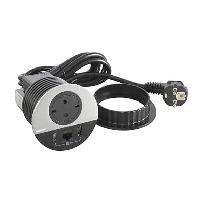 Legrand - Incara Disq80 - 2p+t - USB A C RJ45 - Prise électrique - Publicité Legrand - Incara Disq80 - 2p+t - USB A C RJ45 - Prise électrique - Publicité