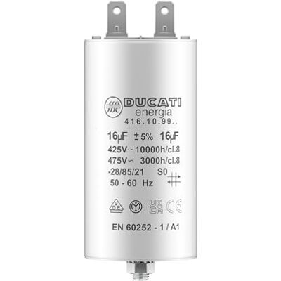 Volet Tech Condensateur 16 uF pour Moteur Monophasé Utilisation pour Kärcher, Pompe de Piscine, Porte de Garage 425/450V/475V Condensateur de Démarrage/Permanent avec Cosses 6,4mm - Publicité Volet Tech Condensateur 16 uF pour Moteur Monophasé Utilisation pour Kärcher, Pompe de Piscine, Porte de Garage 425/450V/475V Condensateur de Démarrage/Permanent avec Cosses 6,4mm - Publicité