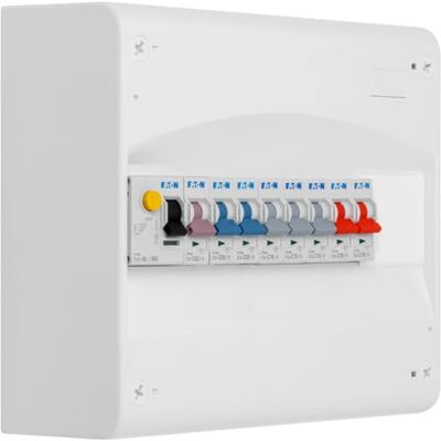 Eaton Tableau 1 rangée pré-équipé 1 inter. diff. 40A type AC + 8 disjoncteurs - Publicité Eaton Tableau 1 rangée pré-équipé 1 inter. diff. 40A type AC + 8 disjoncteurs - Publicité