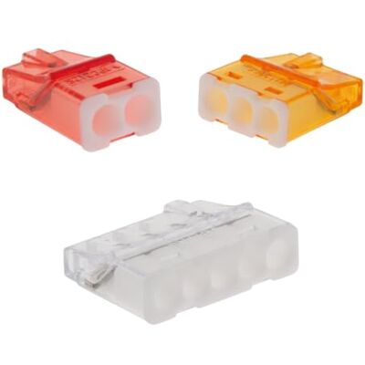 BLM , Lot de 100 Bornes Mini Connex à Insertion Directe pour Fils 0,2-2,5 mm², 450V, 24A, Longueur Dénudage 11mm, 30x2 Entrées, 50x3 Entrées, 20x5 Entrées, Couvercles Codés Couleur - Publicité BLM , Lot de 100 Bornes Mini Connex à Insertion Directe pour Fils 0,2-2,5 mm², 450V, 24A, Longueur Dénudage 11mm, 30x2 Entrées, 50x3 Entrées, 20x5 Entrées, Couvercles Codés Couleur - Publicité