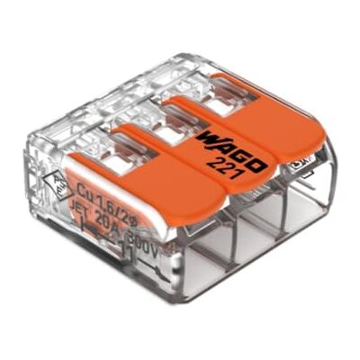 WAGO , Borne à Levier 3 Entrées Série 221, Boîte de 50, Compatible Fils Rigides, Semi-Rigides et Souples 0,14-4 mm², Tension 450V, Courant 32A, Longueur Dénudage 11mm, Installation Rapide et Sécurisée - Publicité WAGO , Borne à Levier 3 Entrées Série 221, Boîte de 50, Compatible Fils Rigides, Semi-Rigides et Souples 0,14-4 mm², Tension 450V, Courant 32A, Longueur Dénudage 11mm, Installation Rapide et Sécurisée - Publicité