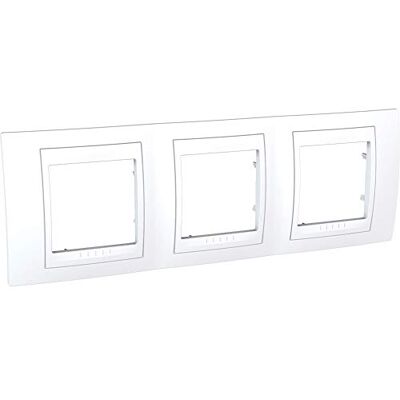 Schneider Electric plaque schneider unica 3 postes 3 x 2 modules horizontale blanc liseré blanc - Publicité Schneider Electric plaque schneider unica 3 postes 3 x 2 modules horizontale blanc liseré blanc - Publicité