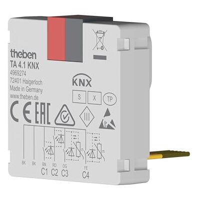 Theben 4969274 TA 4.1 KNX, interface de bouton binaire 4 voies KNX TP, KNX Data Secure, 2 entrées NTC (pour détection de température), longueur du câble jusqu'à 30 m - Publicité Theben 4969274 TA 4.1 KNX, interface de bouton binaire 4 voies KNX TP, KNX Data Secure, 2 entrées NTC (pour détection de température), longueur du câble jusqu'à 30 m - Publicité