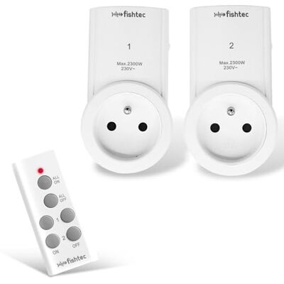 Fishtec Lot de 2 Prises Télécommandées – Contrôle à Distance Avec Télécommande, Utilisation Facile, Protection Enfants, Contrôle Individuel ou Global Des Prises, Portée de 30m – Blanc - Publicité Fishtec Lot de 2 Prises Télécommandées – Contrôle à Distance Avec Télécommande, Utilisation Facile, Protection Enfants, Contrôle Individuel ou Global Des Prises, Portée de 30m – Blanc - Publicité