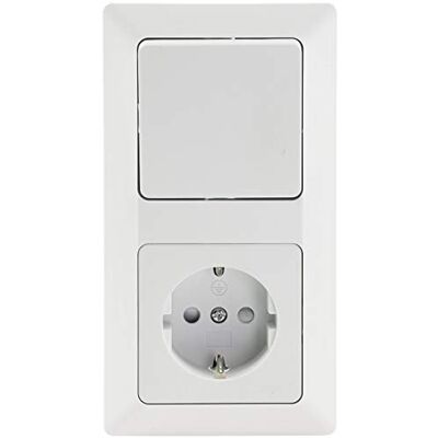 ChiliTec Prise MILOS 2 voies avec interrupteur encastrable à bascule & prise de courant 230V UP avec protection de contact renforcée, cadre de serrage blanc mat - Publicité ChiliTec Prise MILOS 2 voies avec interrupteur encastrable à bascule & prise de courant 230V UP avec protection de contact renforcée, cadre de serrage blanc mat - Publicité