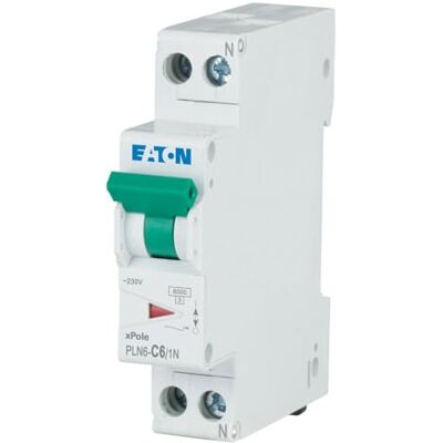 Eaton PLN6-C6/1N-DE Disjoncteur 6 A 1P+N 1 pôle + N Caractéristique C Interrupteur LS 1 TE une unité de division large (263279) - Publicité Eaton PLN6-C6/1N-DE Disjoncteur 6 A 1P+N 1 pôle + N Caractéristique C Interrupteur LS 1 TE une unité de division large (263279) - Publicité