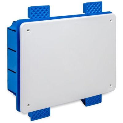 Electraline 60392 Boîte de jonction encastrée pour plaques de plâtre IP40 (198X153X70mm) avec couvercle et vis - Publicité Electraline 60392 Boîte de jonction encastrée pour plaques de plâtre IP40 (198X153X70mm) avec couvercle et vis - Publicité