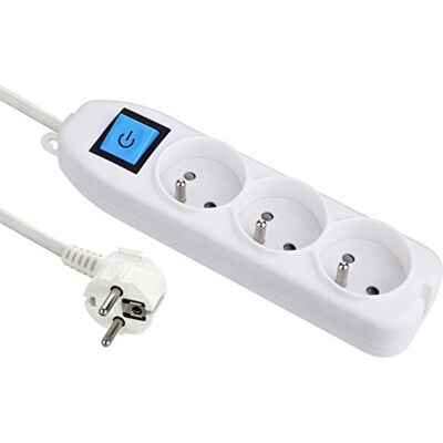 Electraline Basic 32002 Bloc Multiprises 3 Prises + Interrupteur Longueur 1,5 m Section 3G1 mm² Blanc - Publicité Electraline Basic 32002 Bloc Multiprises 3 Prises + Interrupteur Longueur 1,5 m Section 3G1 mm² Blanc - Publicité