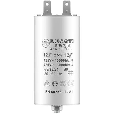 Volet Tech Condensateur 12 uF pour Moteur Monophasé Utilisation pour Kärcher, Pompe de Piscine, Porte de Garage 425/450V/475V Condensateur de Démarrage/Permanent avec Cosses 6,4mm - Publicité Volet Tech Condensateur 12 uF pour Moteur Monophasé Utilisation pour Kärcher, Pompe de Piscine, Porte de Garage 425/450V/475V Condensateur de Démarrage/Permanent avec Cosses 6,4mm - Publicité