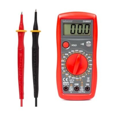 Velleman Multimètre numérique, pour la mesure de courant CA/CC, tension CA/CC, résistance, diodes et continuité, avec cordons de mesure - Publicité Velleman Multimètre numérique, pour la mesure de courant CA/CC, tension CA/CC, résistance, diodes et continuité, avec cordons de mesure - Publicité