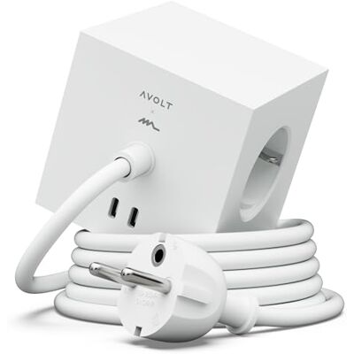 Avolt Multiprise Cube USB-C Square 1 – Câble Extra Long 3 m – Base Magnétique – 3 Prises + 2 Ports USB-C (30W) – Bloc Multiprise Design pour Bureau et Maison (Opal White) - Publicité Avolt Multiprise Cube USB-C Square 1 – Câble Extra Long 3 m – Base Magnétique – 3 Prises + 2 Ports USB-C (30W) – Bloc Multiprise Design pour Bureau et Maison (Opal White) - Publicité